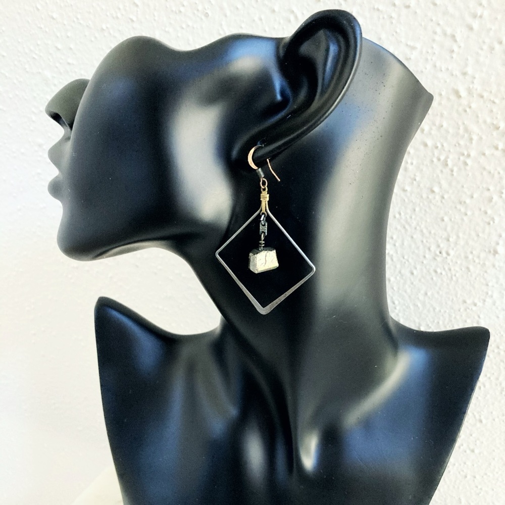 Artist Made Hematite Diamond Shape Dangles 🔶 - Picture 2 of 3